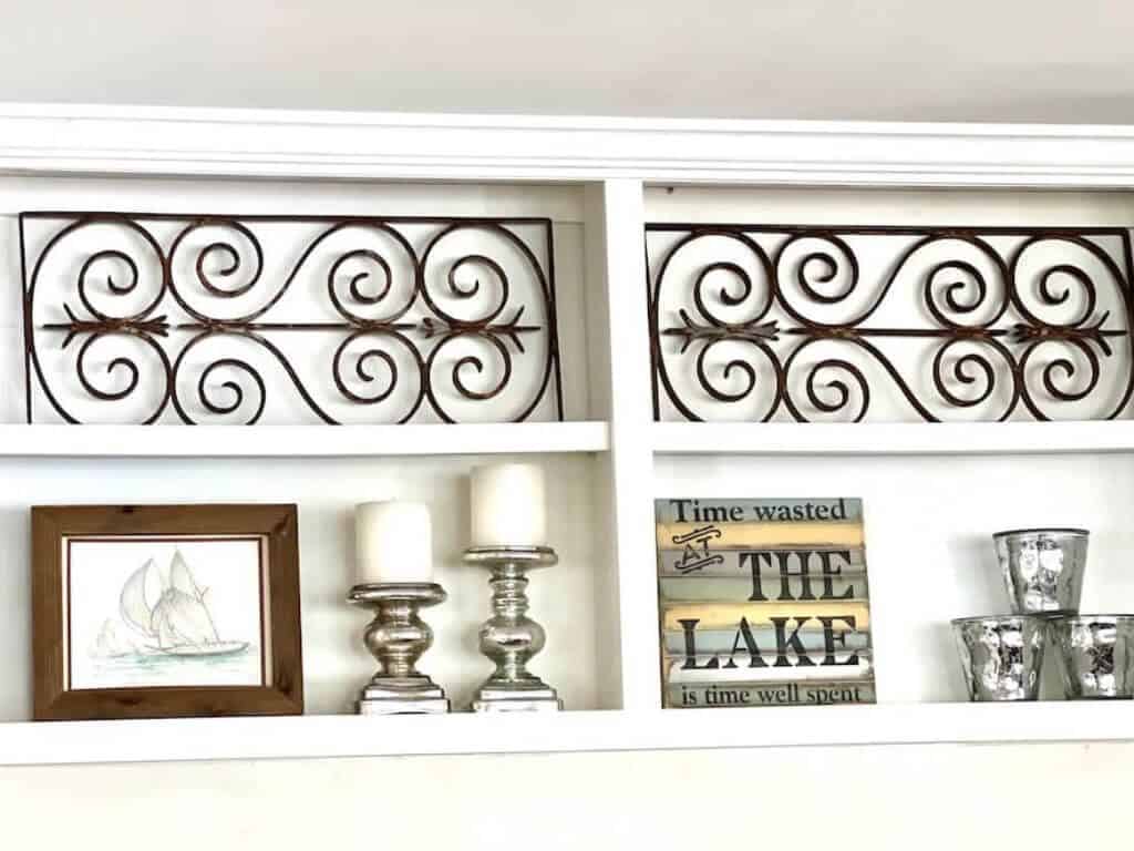 Basement Shelving Decor Using White Background