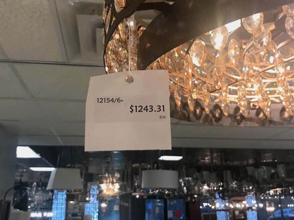 Chandelier Price Tag