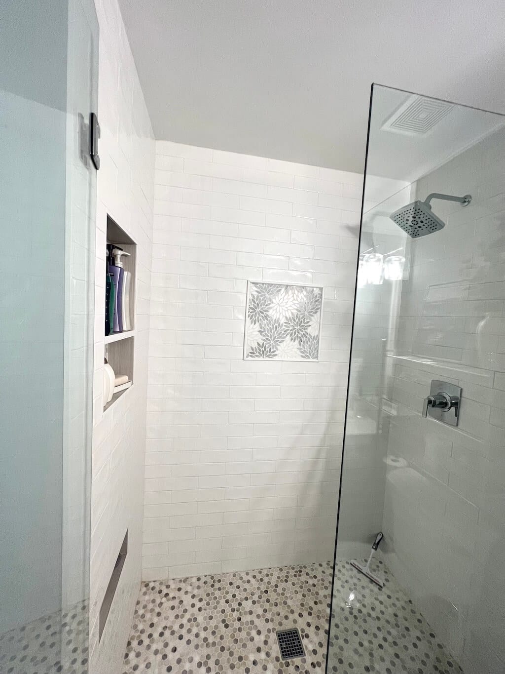 Girls Bathroom Shower with Accent Window