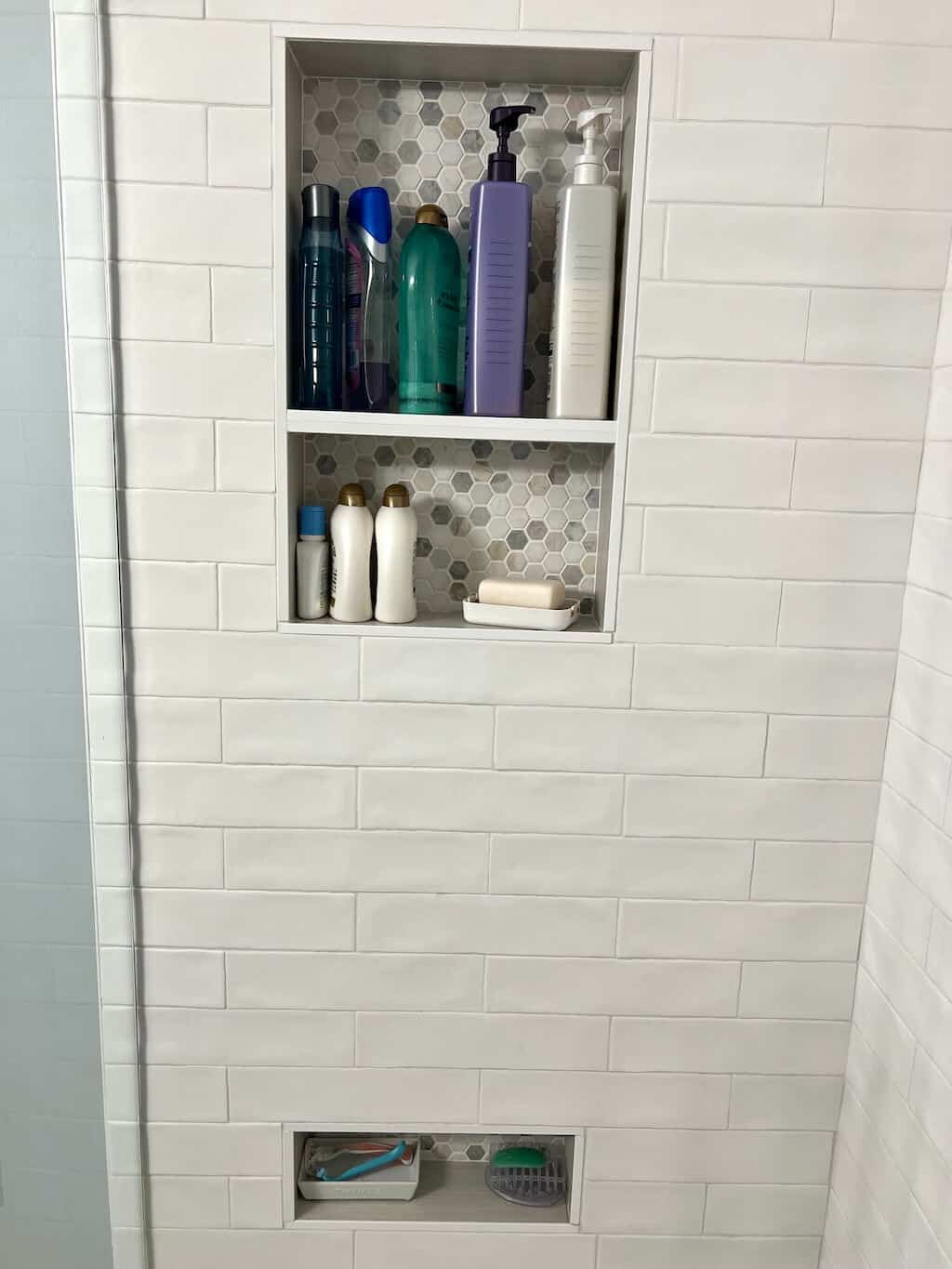 Girls Bathroom Shower with Accent Window & Niches