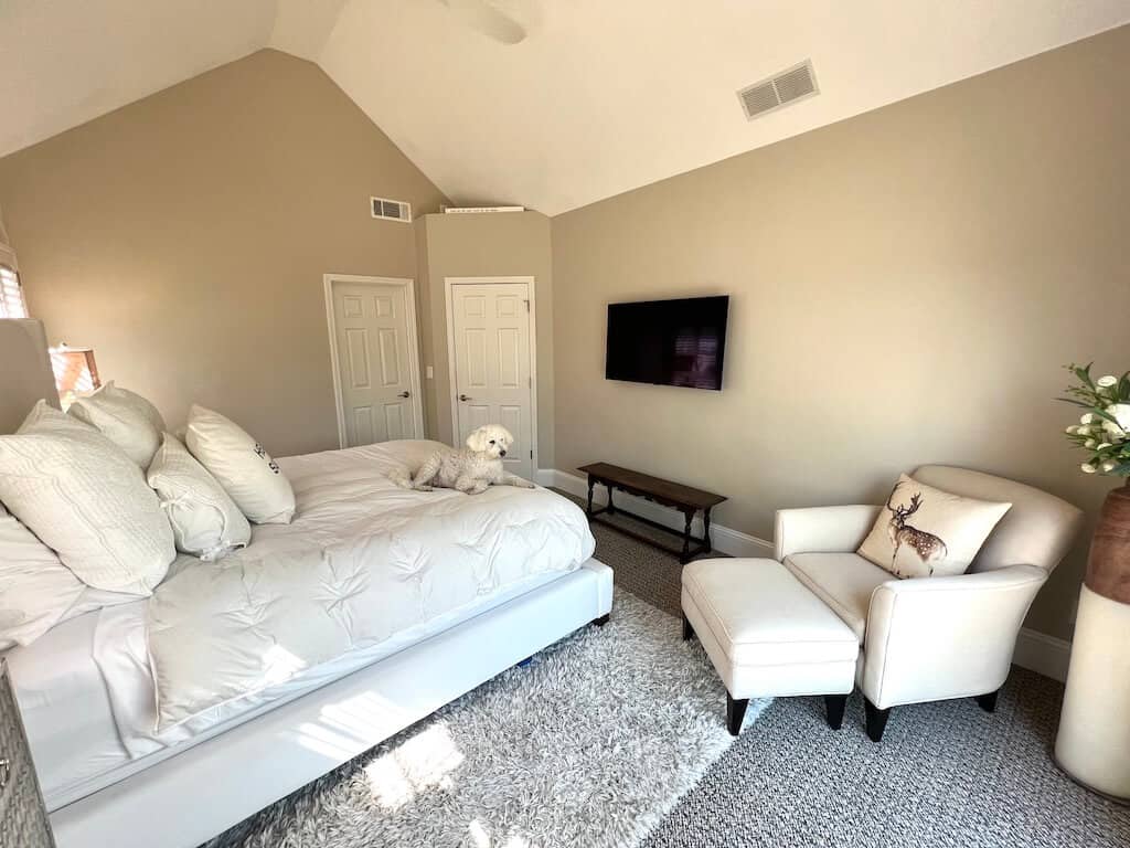 Master Bedroom looking into bathroom