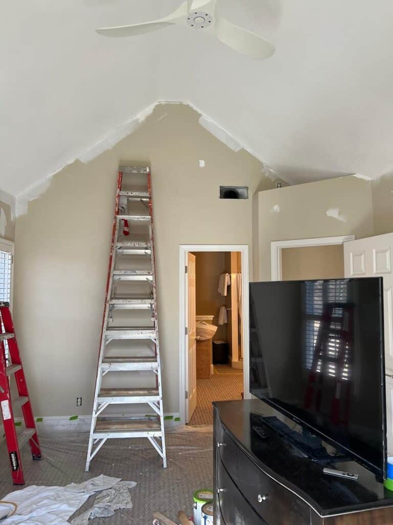 Master Bedroom Under Construction with Ceiling Fan