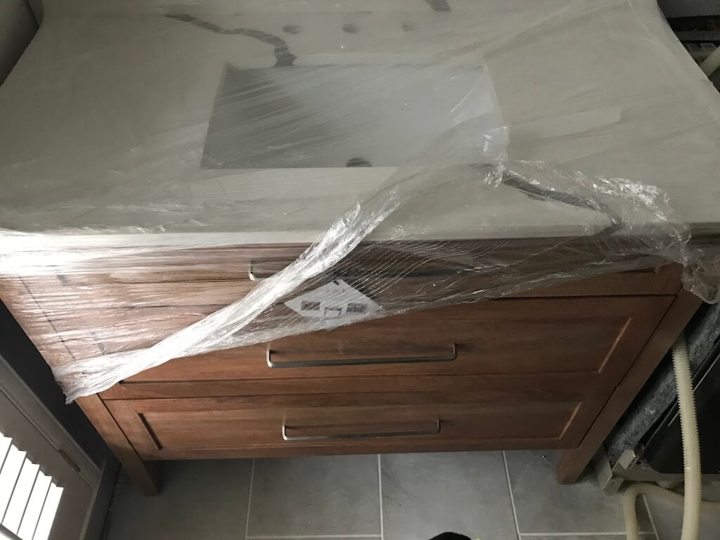 Guest Bath Vanity in Laundry Room