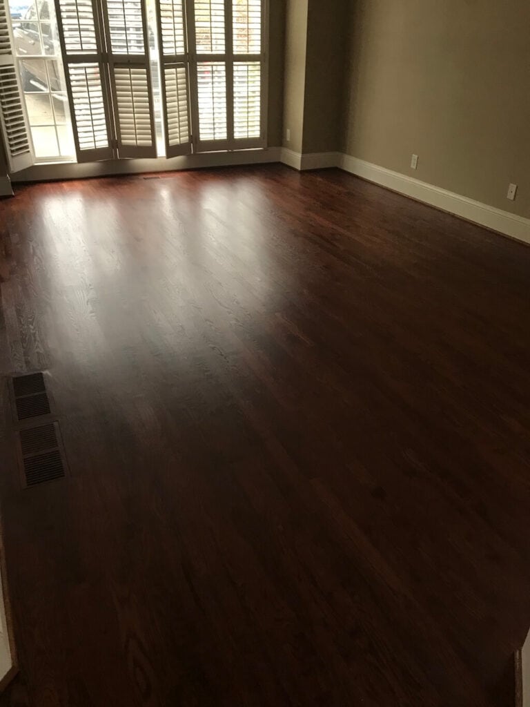 Newly stained hardwood floors