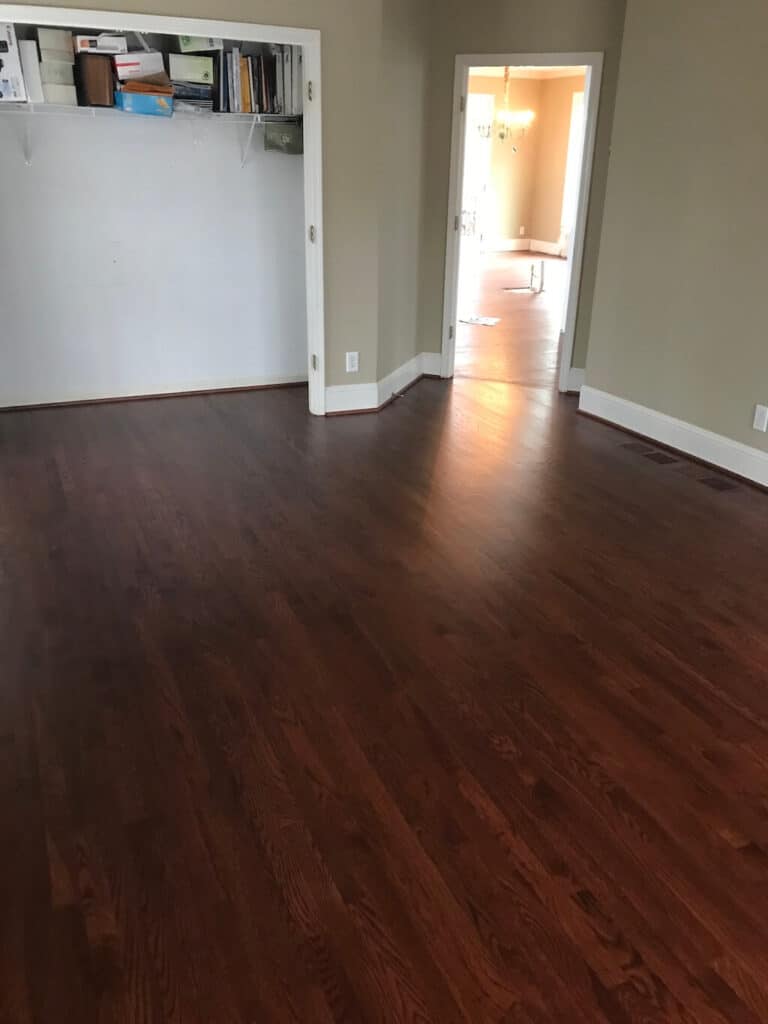 Newly stained hardwood floors