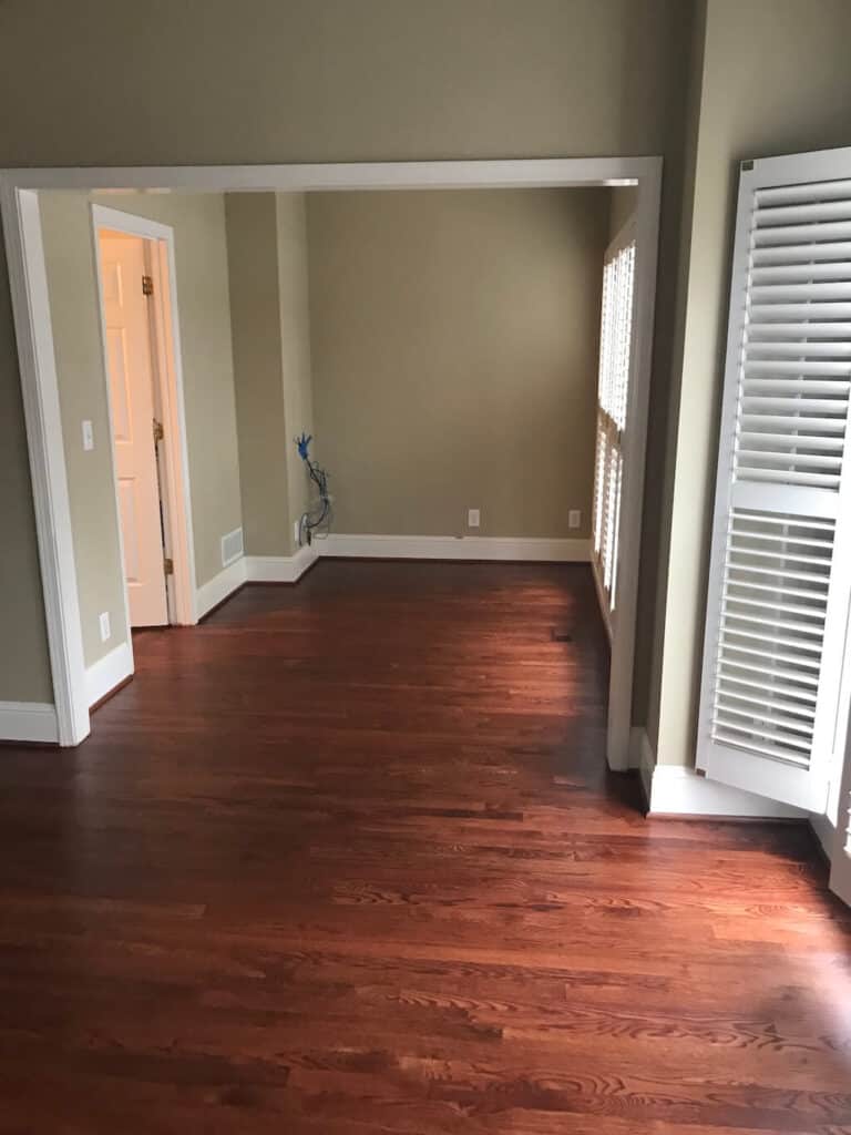 Newly stained hardwood floors