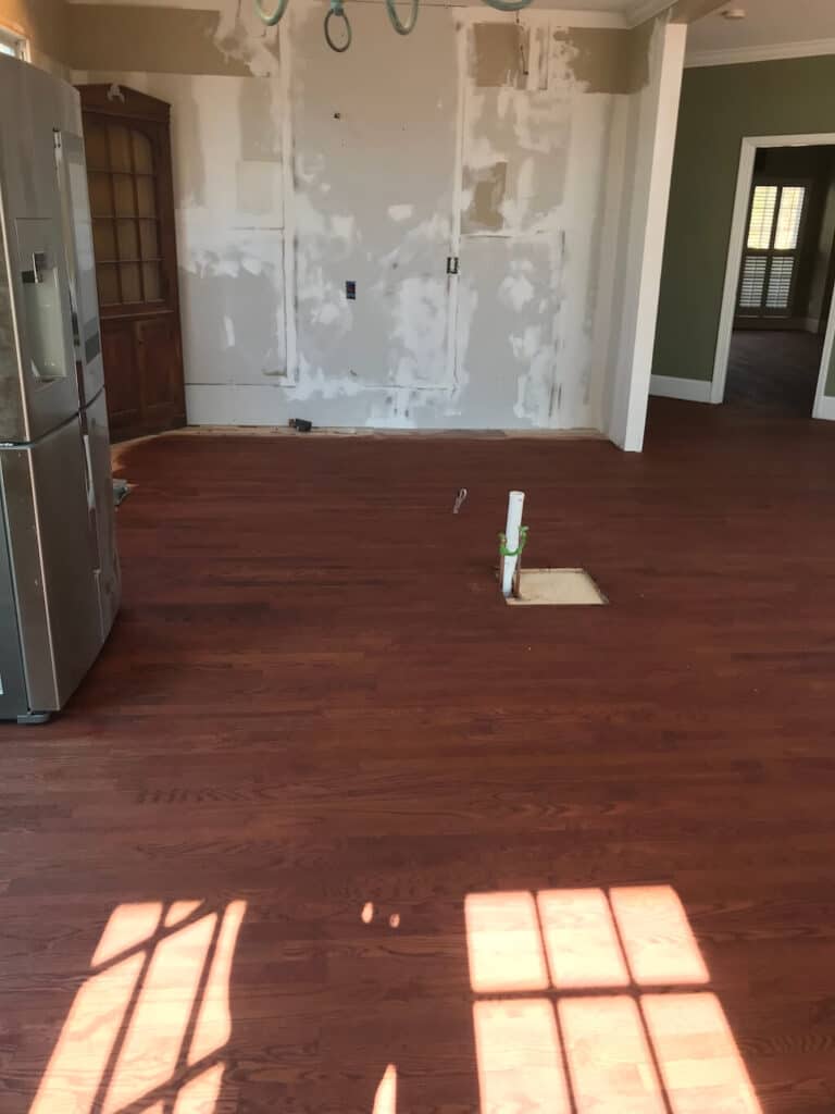 Newly stained hardwood floors sans the glossy stuff