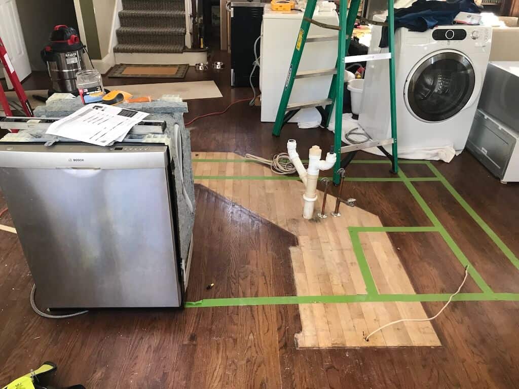 Revealing challenge 1, are hardwood floors extended under the cabinetry?