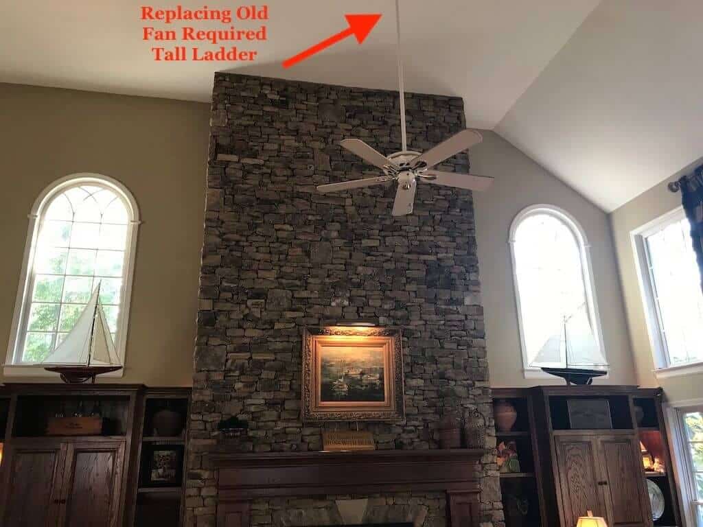 Old Fan Installed - 2 Story Great Room