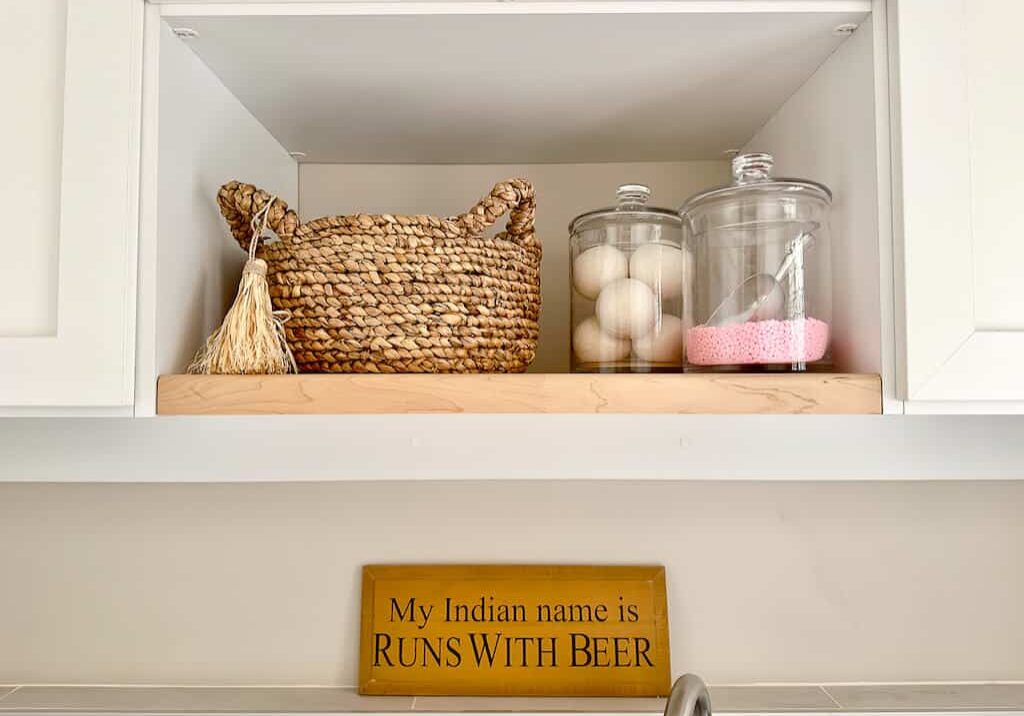 Laundry Room with Butcher Block Shelf